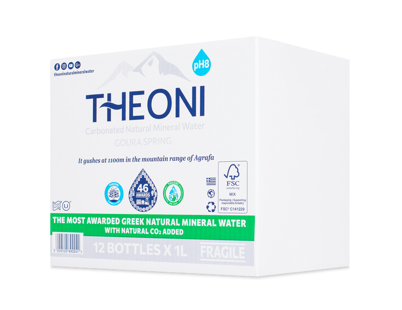 Theoni (1L) 天然礦泉水 (有氣) 玻璃樽裝 - 一箱12支